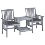 Vidaxl chaises de jardin avec table a th� et coussins acacia solide
