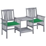 Vidaxl chaises de jardin avec table a th� et coussins acacia solide