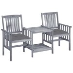 Vidaxl chaises de jardin avec table a th� et coussins acacia solide
