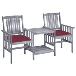 Vidaxl chaises de jardin avec table a th et coussins acacia solide