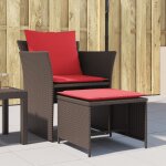 Vidaxl chaise de jardin avec tabouret marron r�sine tress�e