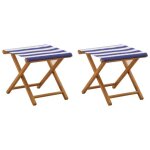 Vidaxl chaise longue 2 pcs bois d'eucalyptus massif bleu et blanc