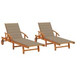 Vidaxl chaises longues 2 pcs avec coussins bois d'acacia solide Vidaxl chaises longues 2 pcs avec coussins bois d'acacia solide