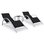 Vidaxl chaises longues 2 pcs avec table aluminium noir
