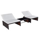 Vidaxl chaises de jardin inclinables lot de 2 et table rsine tresse