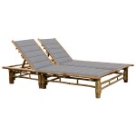 Vidaxl chaise longue pour 2 personnes avec coussins bambou