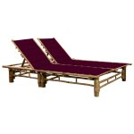 Vidaxl chaise longue pour 2 personnes avec coussins bambou