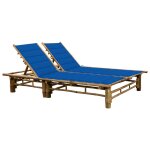 Vidaxl chaise longue pour 2 personnes avec coussins bambou