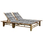 Vidaxl chaise longue pour 2 personnes avec coussins bambou