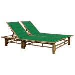 Vidaxl chaise longue pour 2 personnes avec coussins bambou