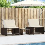 Vidaxl chaises longues lot de 2 avec table marron rsine tresse