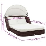 Vidaxl chaise longue avec auvent rsine tresse marron