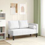 Vidaxl chaise longue avec coussins blanc similicuir