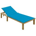Vidaxl chaise longue avec coussin bleu bois de pin impr�gn�
