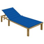 Vidaxl chaise longue avec coussin bleu royal bois de pin impr�gn�