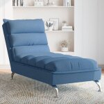 Vidaxl chaise longue avec coussins bleu tissu