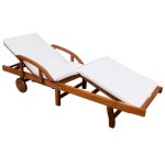 Chaise longue avec coussin dossier ajustable 5 positions bois d'acacia solide