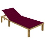 Vidaxl chaise longue avec coussin bordeaux bois de pin imprgn