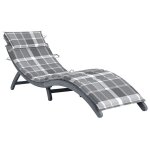 Vidaxl chaise longue avec coussin gris bois d'acacia solide