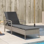 Vidaxl chaise longue et coussin gris clair 63x200x81 cm r�sine tress�e