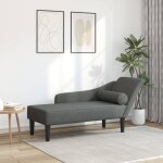 Vidaxl chaise longue avec coussins gris fonc tissu