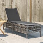 Vidaxl chaise longue avec coussin gris rsine tresse