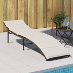 Vidaxl chaise longue avec coussin marron 55x199x50 cm rsine tresse