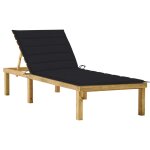 Vidaxl chaise longue avec coussin noir bois de pin imprgn