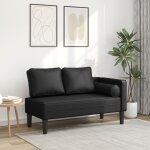 Vidaxl chaise longue avec coussins noir similicuir