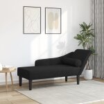 Vidaxl chaise longue avec coussins noir tissu