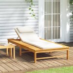 Vidaxl chaise longue coussin / oreiller blanc cr�me bois massif acacia