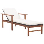 Bain de soleil avec coussin r�sine tress�e et bois d'acacia noir r�sistant intemp�ries