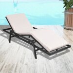 Vidaxl chaise longue avec coussin rsine tresse noir