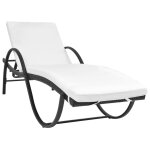 Vidaxl chaise longue avec coussin r�sine tress�e noir