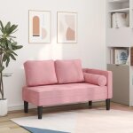 Vidaxl chaise longue avec coussins rose velours Vidaxl chaise longue avec coussins rose velours