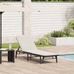 Vidaxl chaise longue avec coussin en rotin synth�tique noir