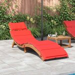 Vidaxl chaise longue avec coussin rouge bois d'acacia solide