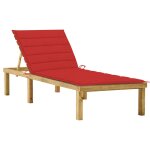 Vidaxl chaise longue avec coussin rouge bois de pin imprgn
