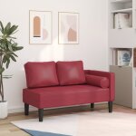 Vidaxl chaise longue avec coussins rouge bordeaux similicuir
