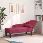 Vidaxl chaise longue avec coussins rouge bordeaux velours