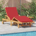 Vidaxl chaise longue avec coussin et table en bois d'acacia rouge, vidaxl chaise longue pliable avec ...