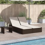 Vidaxl chaise longue double avec coussins marron rsine tresse