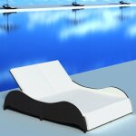 Vidaxl chaise longue double avec coussin rsine tresse noir
