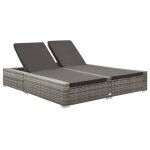 Vidaxl chaise longue double rsine tresse gris