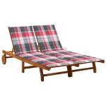 Vidaxl chaise longue de jardin 2 places avec coussins acacia solide
