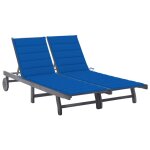 Vidaxl chaise longue de jardin 2 places avec coussin gris acacia