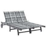 Vidaxl chaise longue de jardin 2 places avec coussin gris acacia
