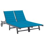 Vidaxl chaise longue de jardin 2 places avec coussin gris acacia