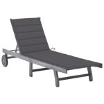 Vidaxl chaise longue de jardin avec coussin gris bois d'acacia solide
