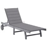 Vidaxl chaise longue de jardin avec coussin gris bois d'acacia solide Vidaxl chaise longue de jardin avec coussin gris bois d'acacia solide